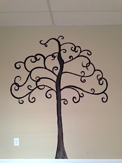 Hand painted family tree on the wall
