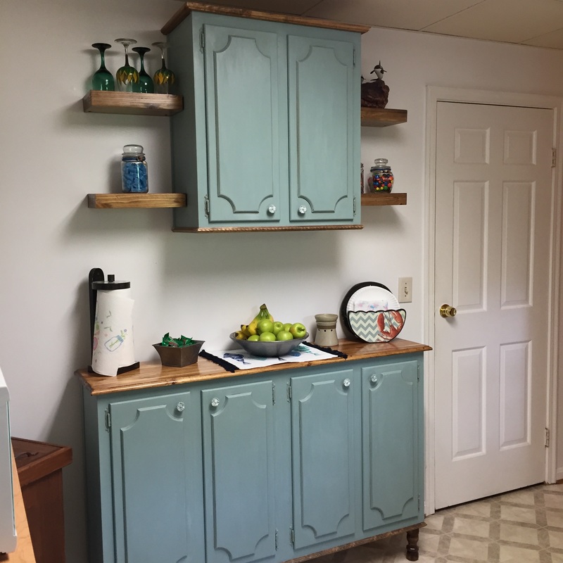 Repurposed kitchen cabinets before and after