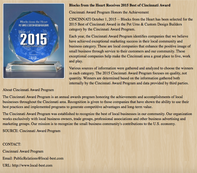 The Best of Cincinnati Award 2015