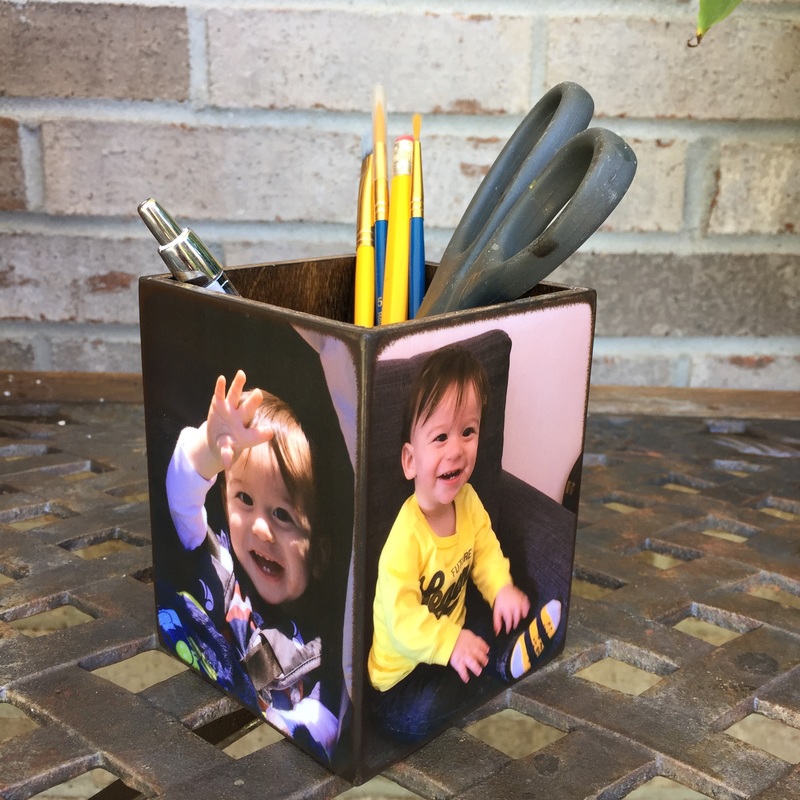 Personalized desk organizer pencil holder box