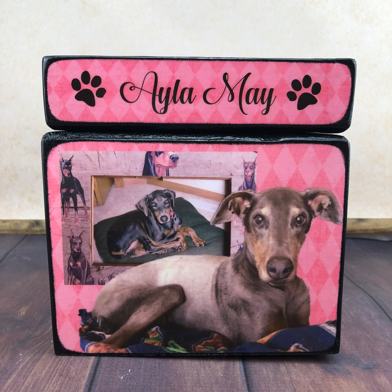 dog urn with picture frame