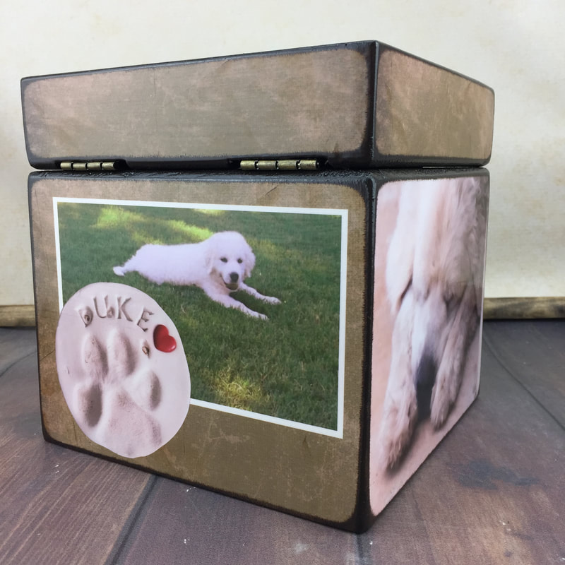 paw print dog urn
