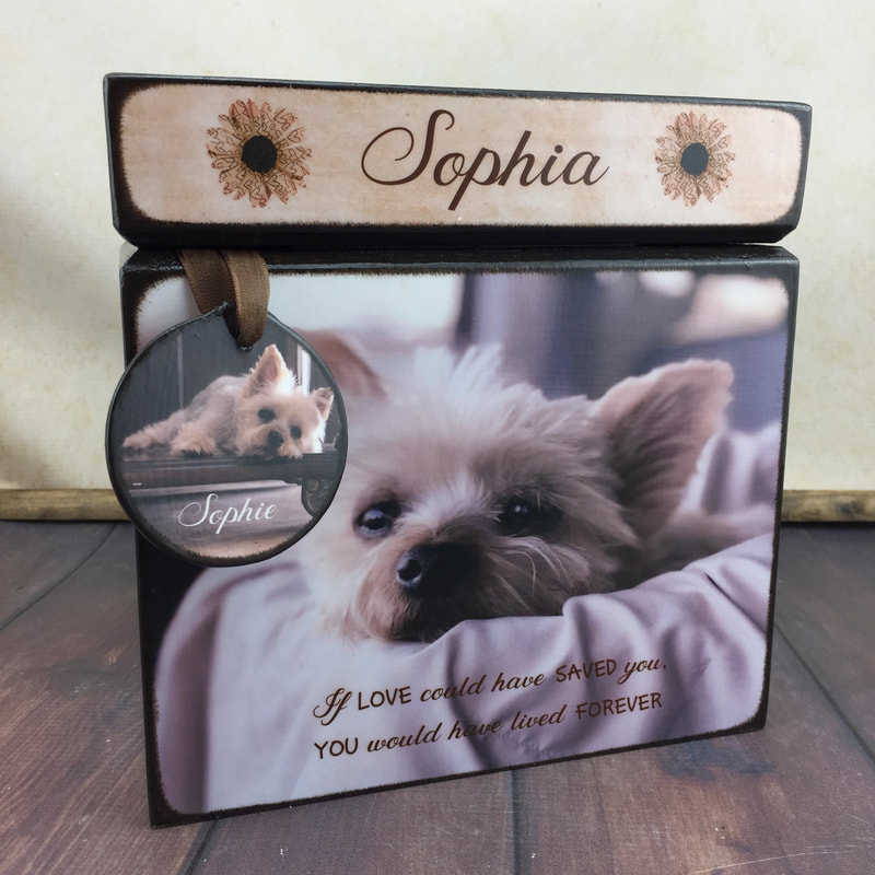 handmade pet urn with pictures