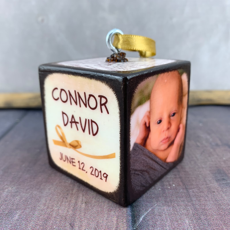 wood baby photo Ornament 